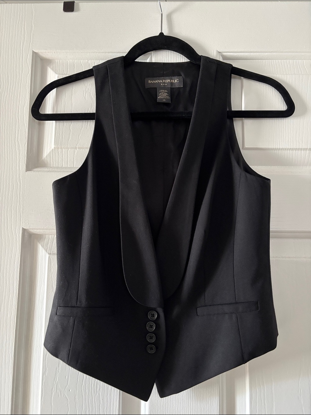 Banana Republic Black Satin Shawl-Lapel Vest